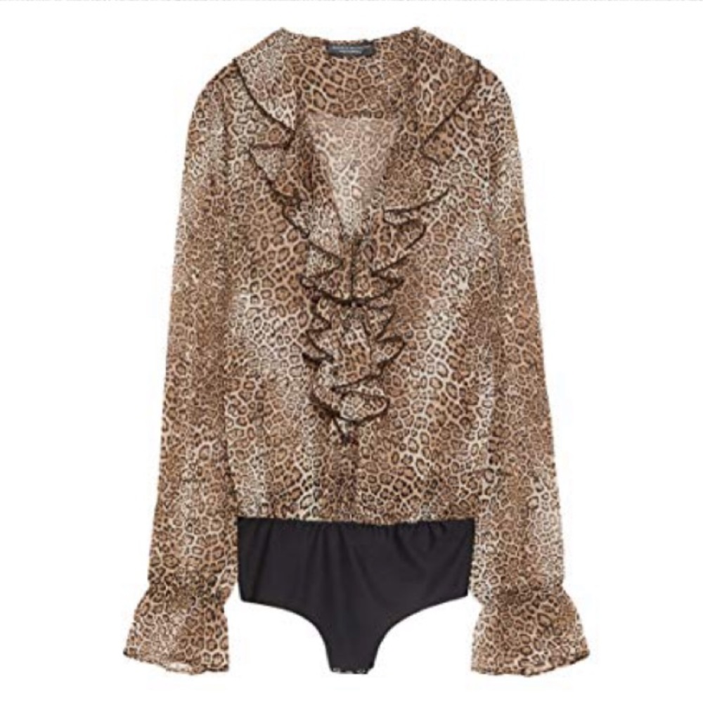 Brand new -Zara LEOPARD RUFFLE BODYSUIT